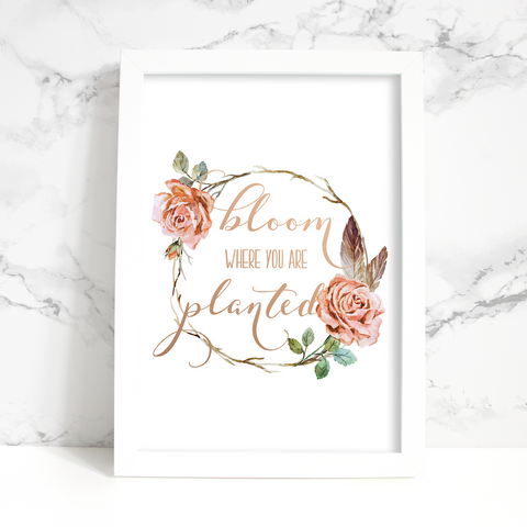 Bloom Where You Are Planted Wreath Print