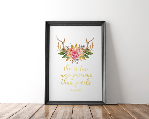 She is Far More Precious Wreath Print